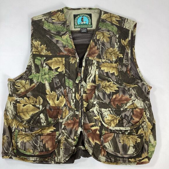 Master Sportsman Hunting Vest Mens Large Camo Pockets Zip Mesh Game Pouch - Picture 1 of 9